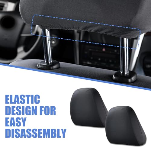 2 PCS Knitted Fabric Car Seat Headrest Protective Cover (Dark Gray) O5152