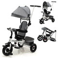 Folding Toddler Tricycle with Reversible Seat and Adjustable Canopy H7046
