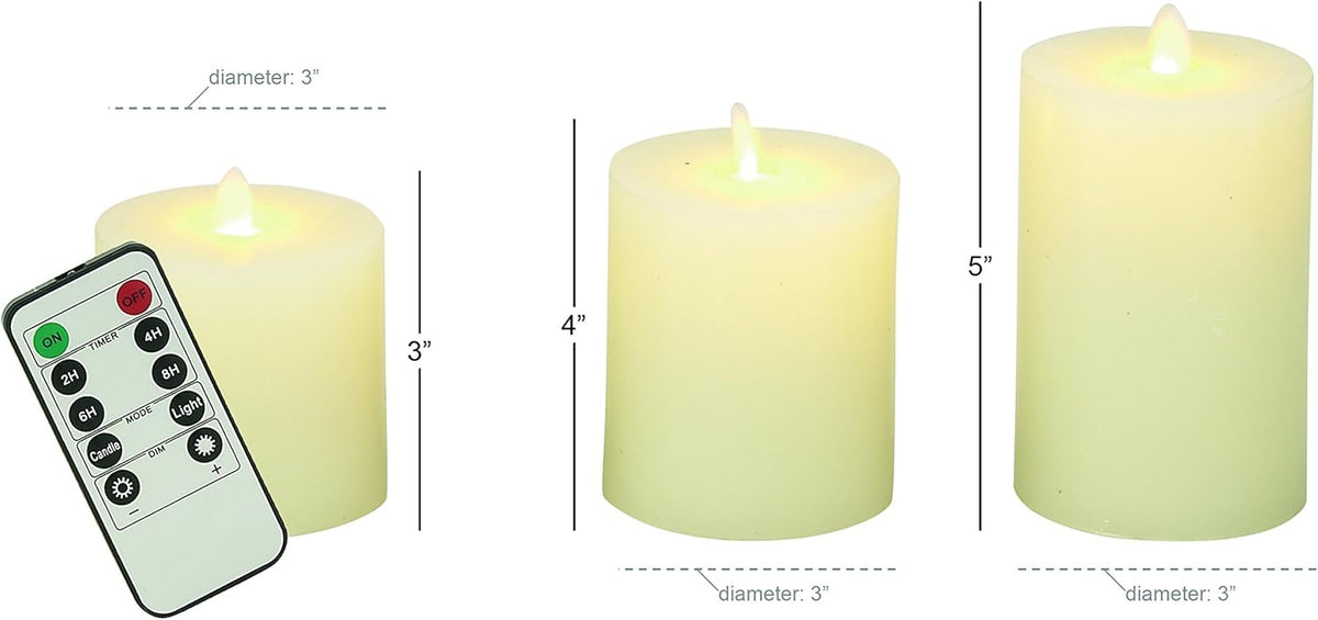 Flameless Candle with Remote Set of 3 Pack of 2 S340