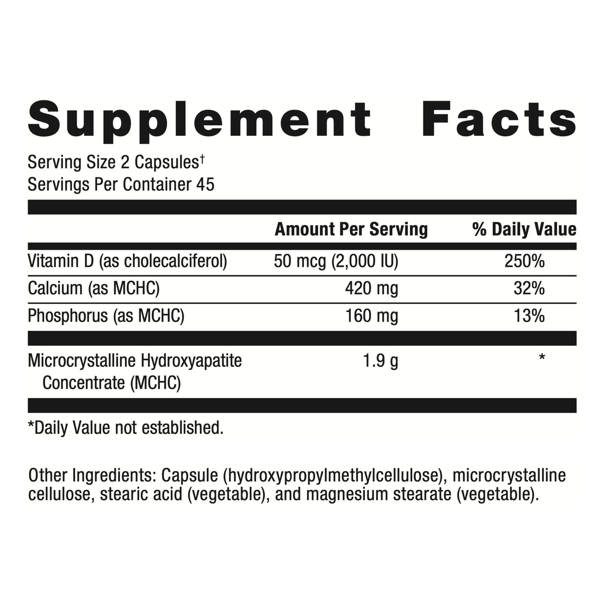 90 Capsules MCHC Supplement with Calcium & Phosphorus X101146