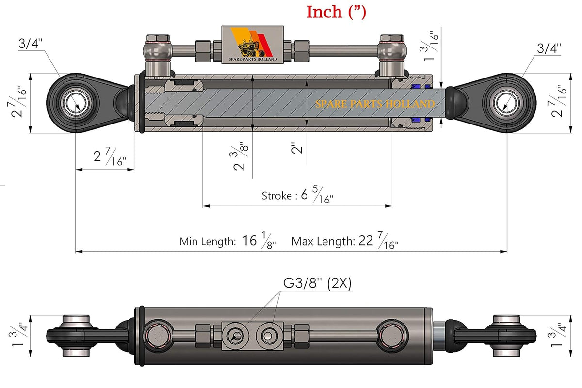 Hydraulic Top Link Cat. 1-1 with Locking Block X6663