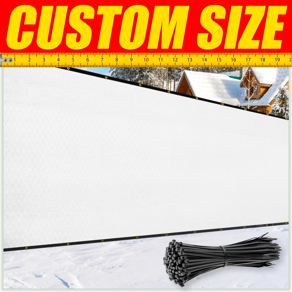 White Fence Privacy Screen Windscreen with Grommets Q6121