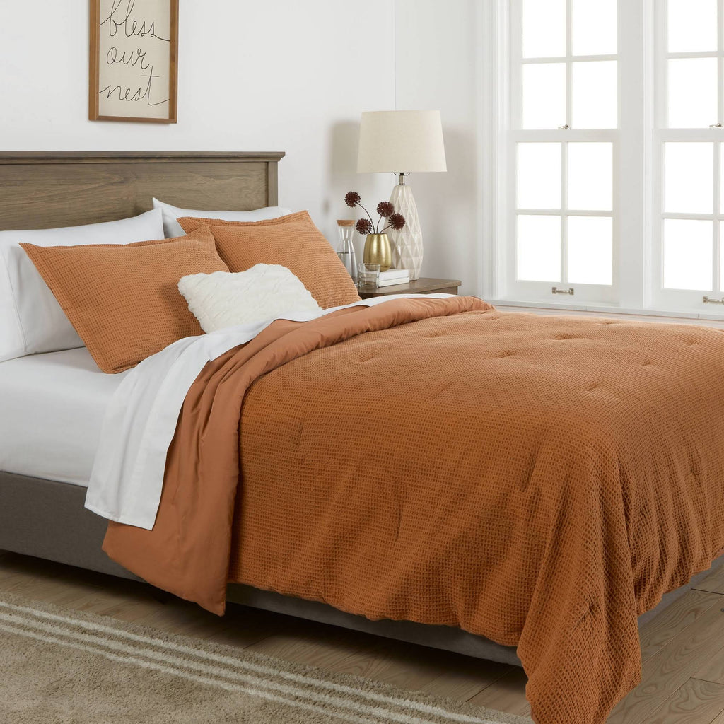 Washed Waffle Weave Comforter & Sham Set Z864209