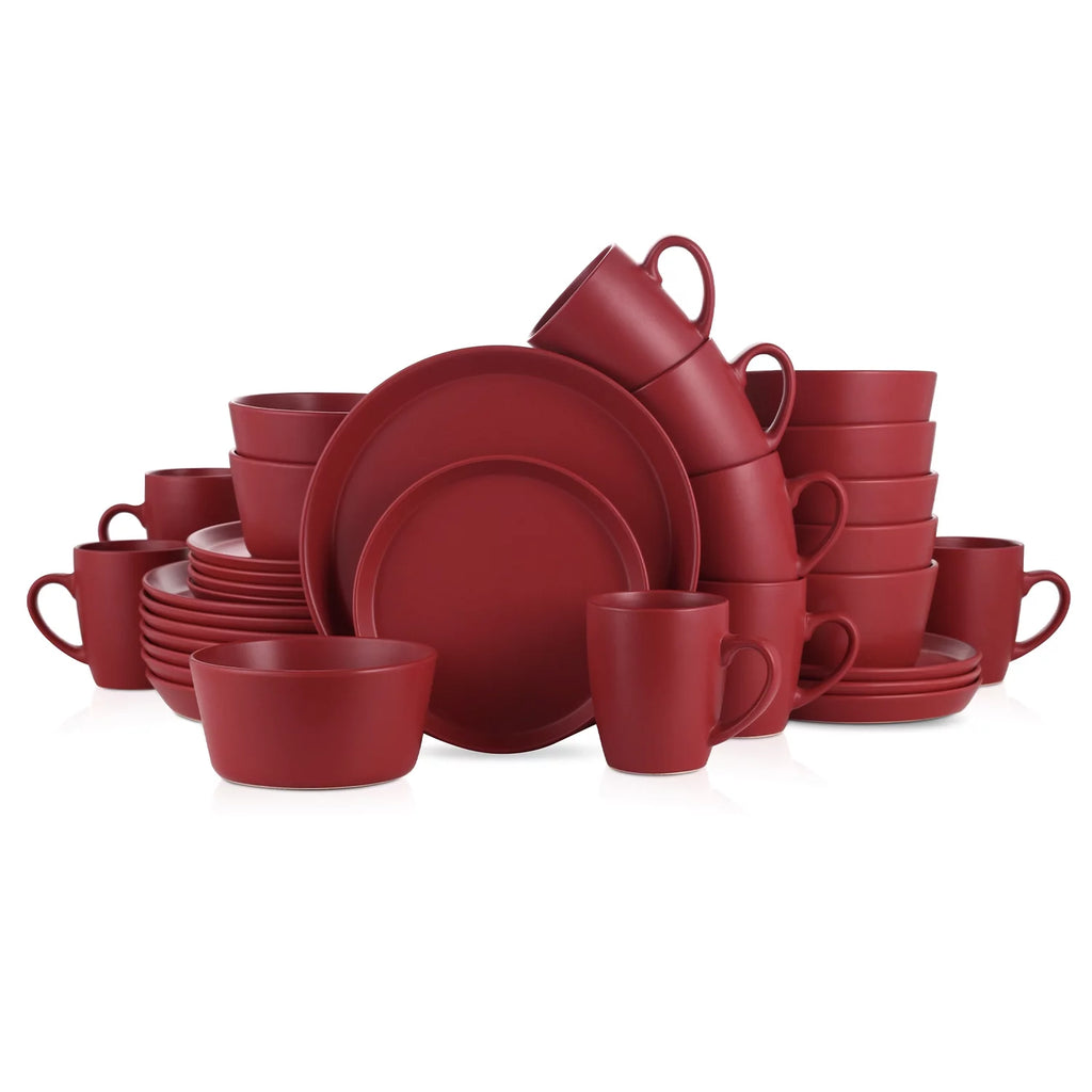 32-Piece Stoneware Dinnerware Set Red X798