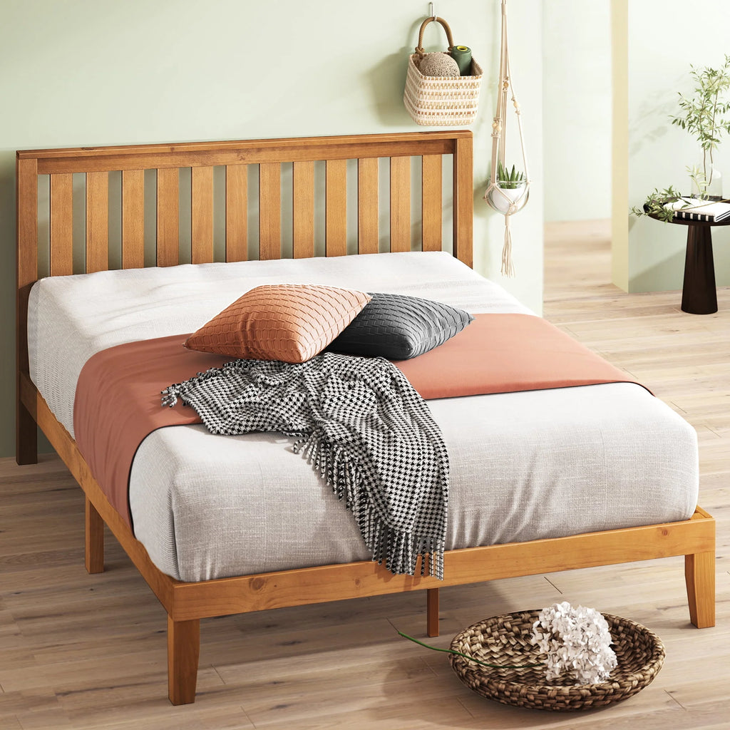 Wood Platform Bed with Headboard, Full H20824