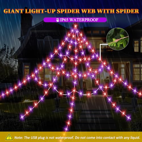 550 LED Lighted Spider Web 16.4Ft with 8 Lighting Modes T879