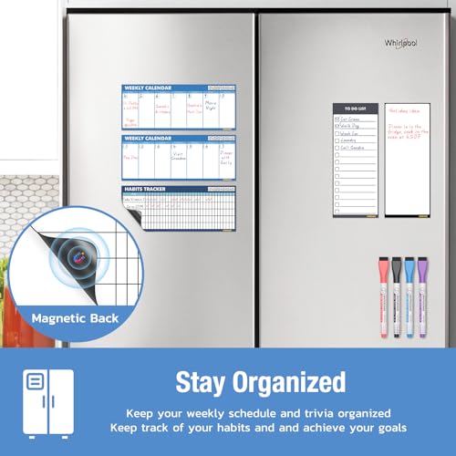 Magnetic Dry Erase Whiteboard Sheets for Refrigerator, 5 Sheets, 4x10" F822394