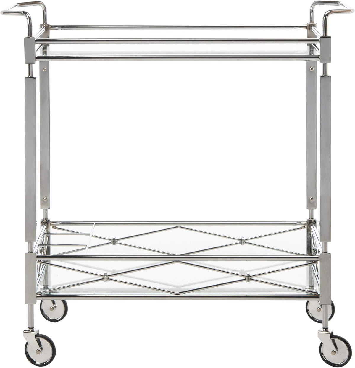 Chrome and Tempered Glass 2-Tier Bar Cart Y5666