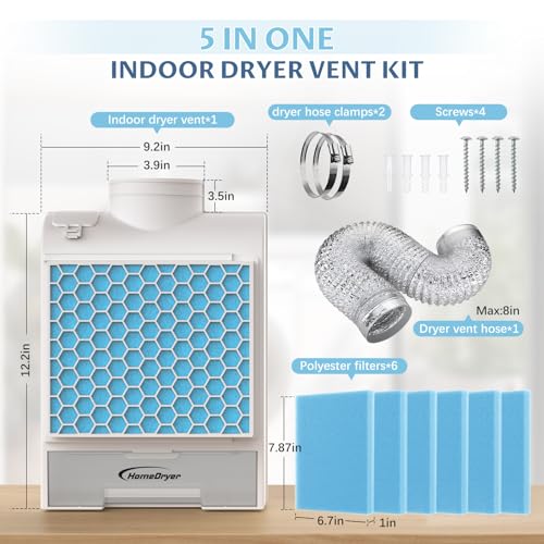 3-in-1 Indoor Dryer Vent Kit with Stainless Steel Screen Filter and 6 Extra Polyester Filters S963925