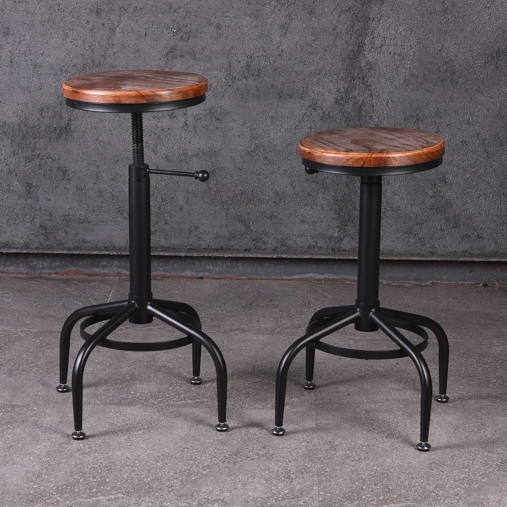 Set of 2 Adjustable Swivel Metal Barstools V589