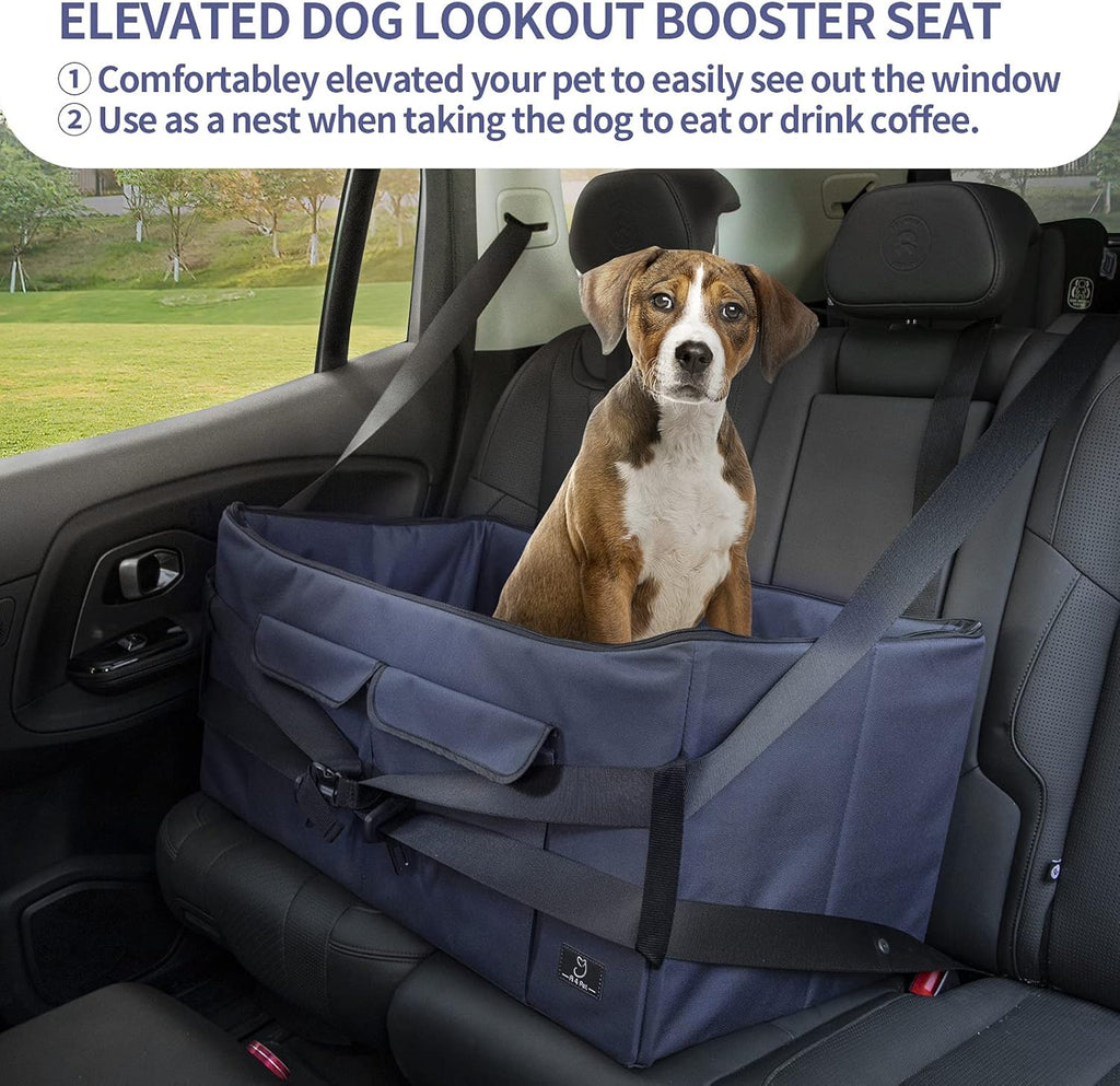 Deep Blue Pet Car Booster Seat with 2 Safety Leashes A3000