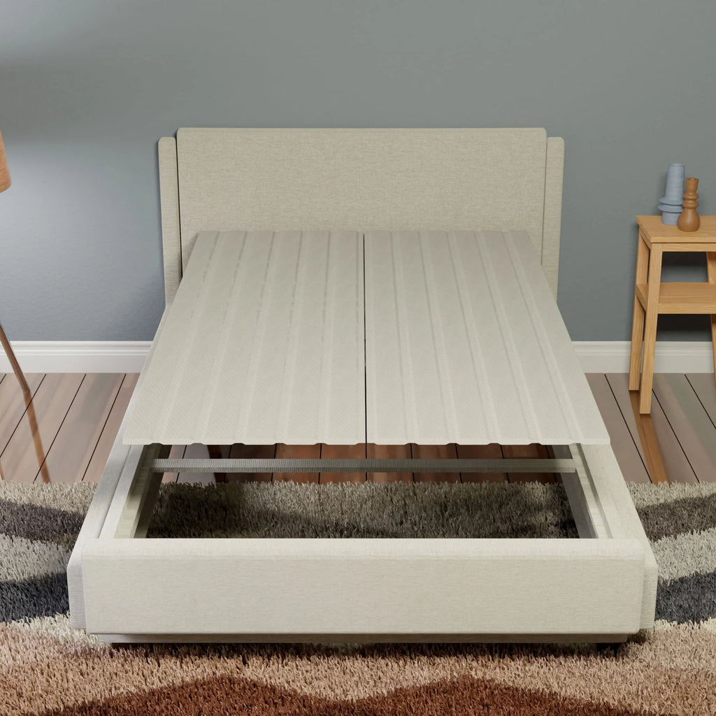 0.75” Vertical Mattress Support Wood Slats with Cover, Twin, Gray X388069