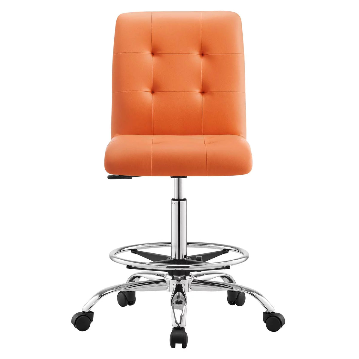 Armless Vegan Leather Drafting Chair E766