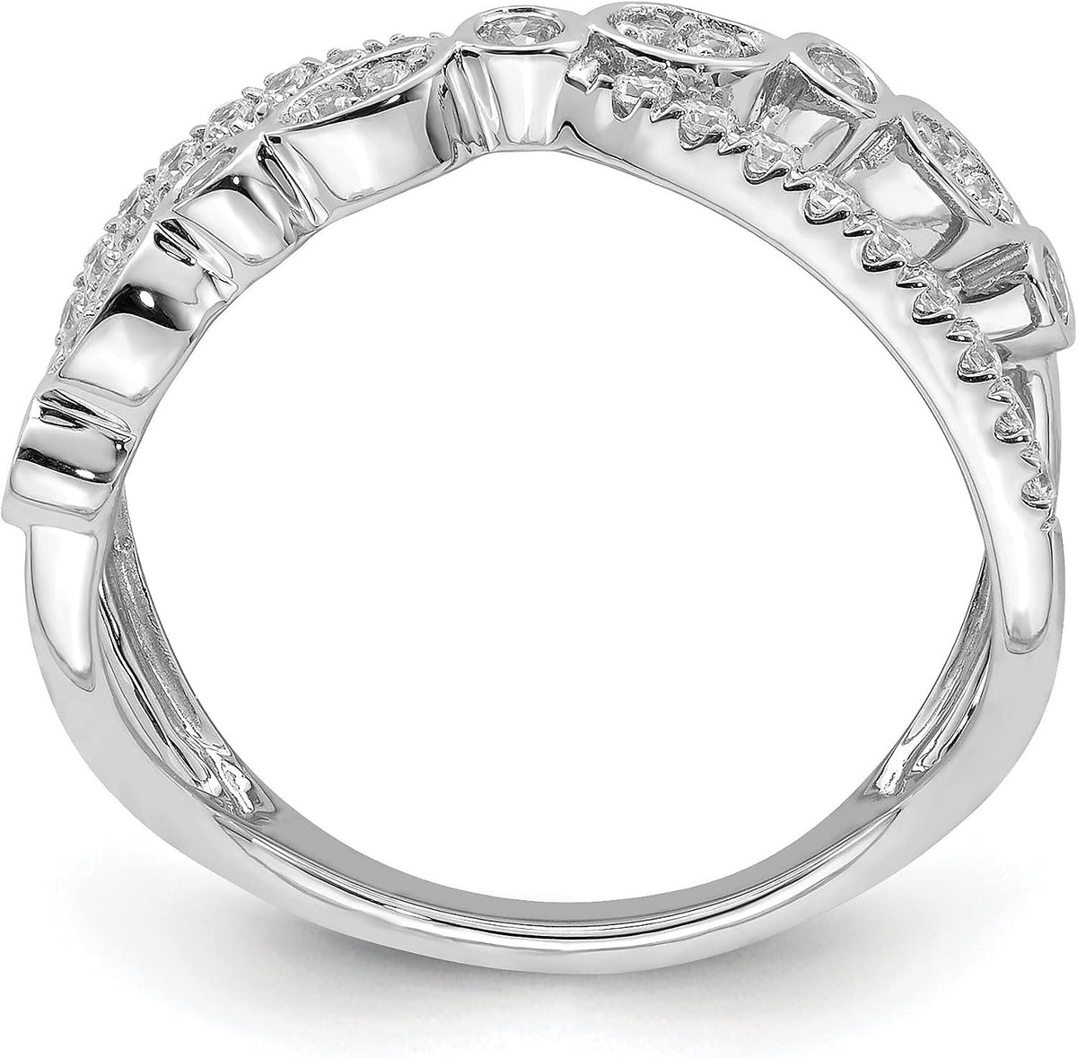14k White Gold Criss Cross Diamond Ring T686725