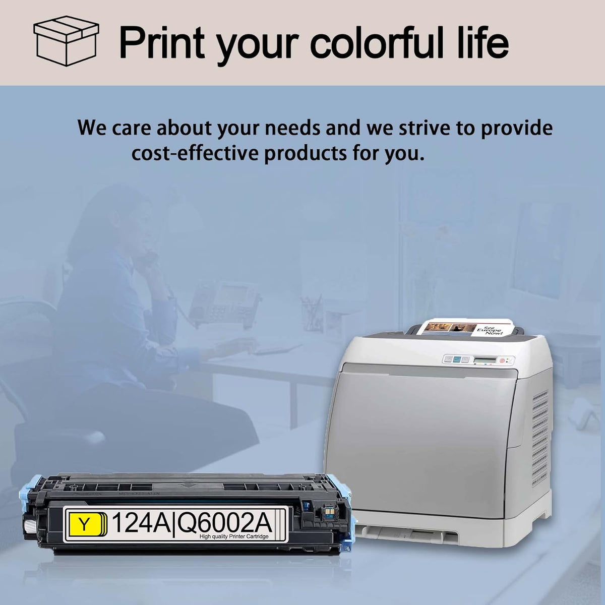 2 Pack Yellow 124A Q6002A Toner Cartridge O589