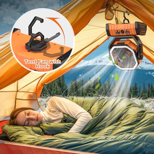 20000mAh Rechargeable Camping Fan with LED Lantern I171
