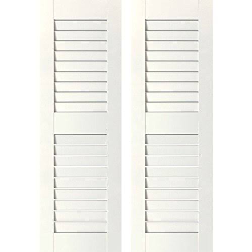 12 in. x 25 in. Primed Pine Louvered Shutters Pair Z992972