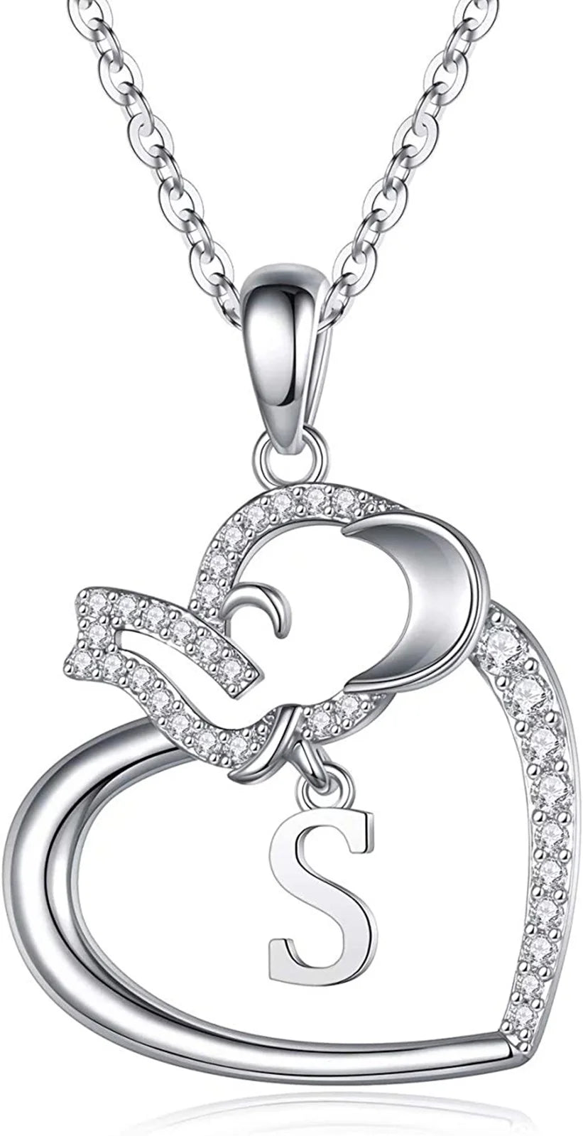 Elephant Love Heart Pendant Necklace E64777