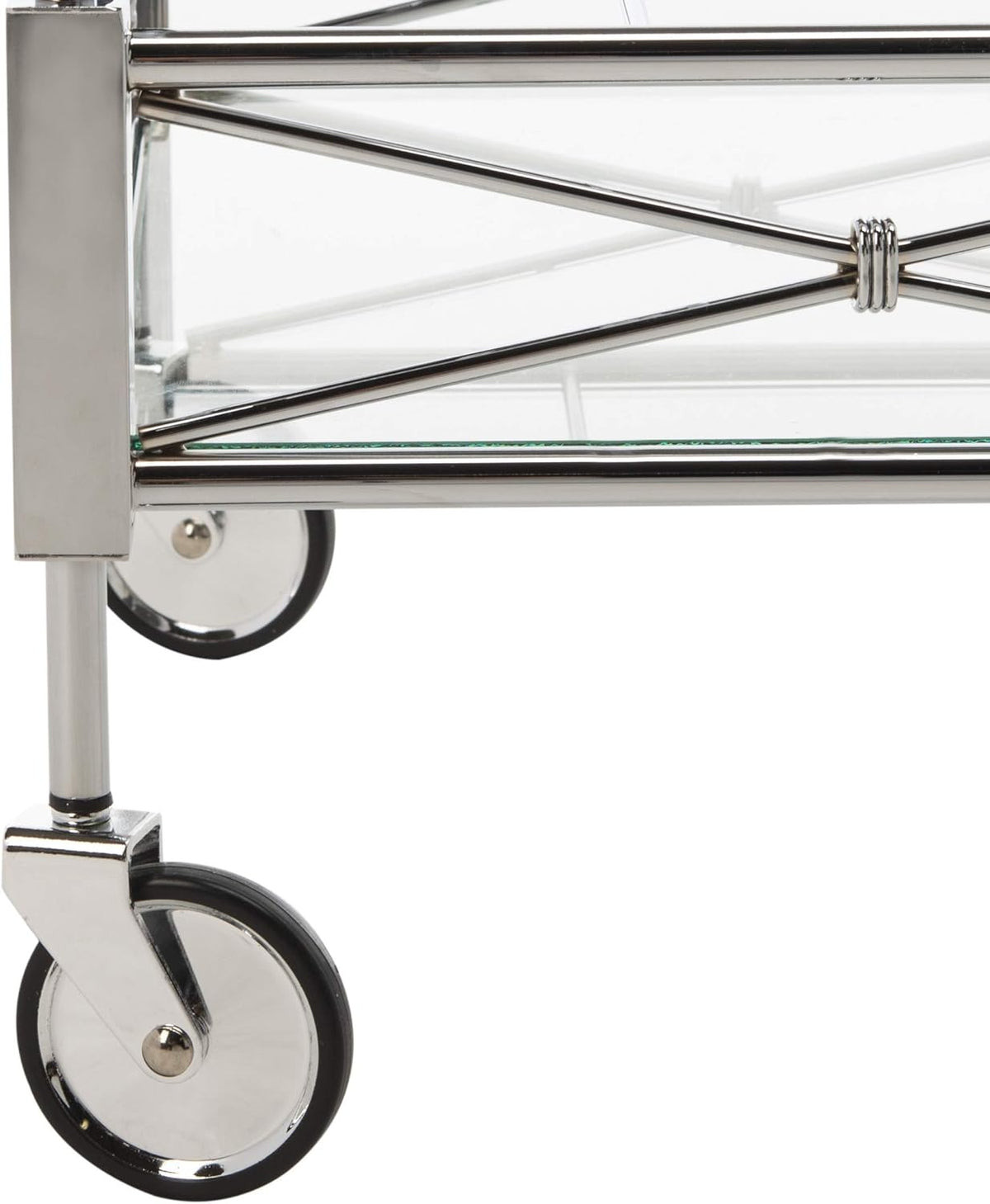 Chrome and Tempered Glass 2-Tier Bar Cart Y5666