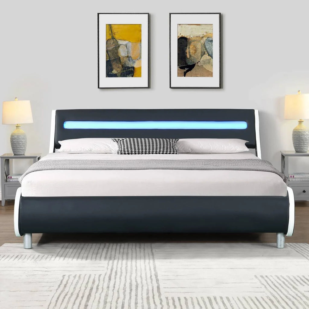 Faux Leather Upholstered Platform Bed Frame Queen Size G272834