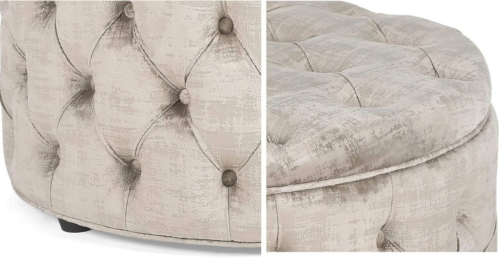 28 Inch Round Velvet Storage Ottoman K9634