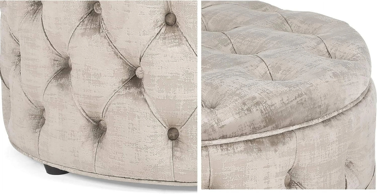 28 Inch Round Velvet Storage Ottoman K9634
