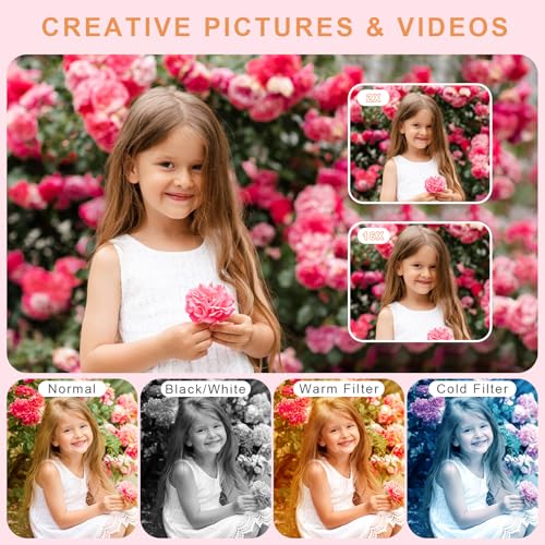 Pink 4K 48MP Point and Shoot Digital Camera with 64GB SD Card E8159