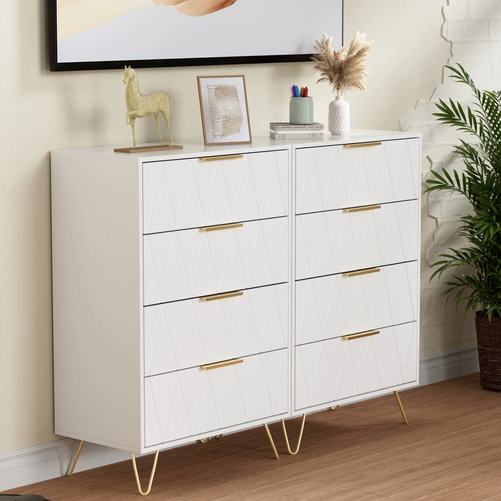 Black 4 Drawer Wood Dresser with Metal Handles E627