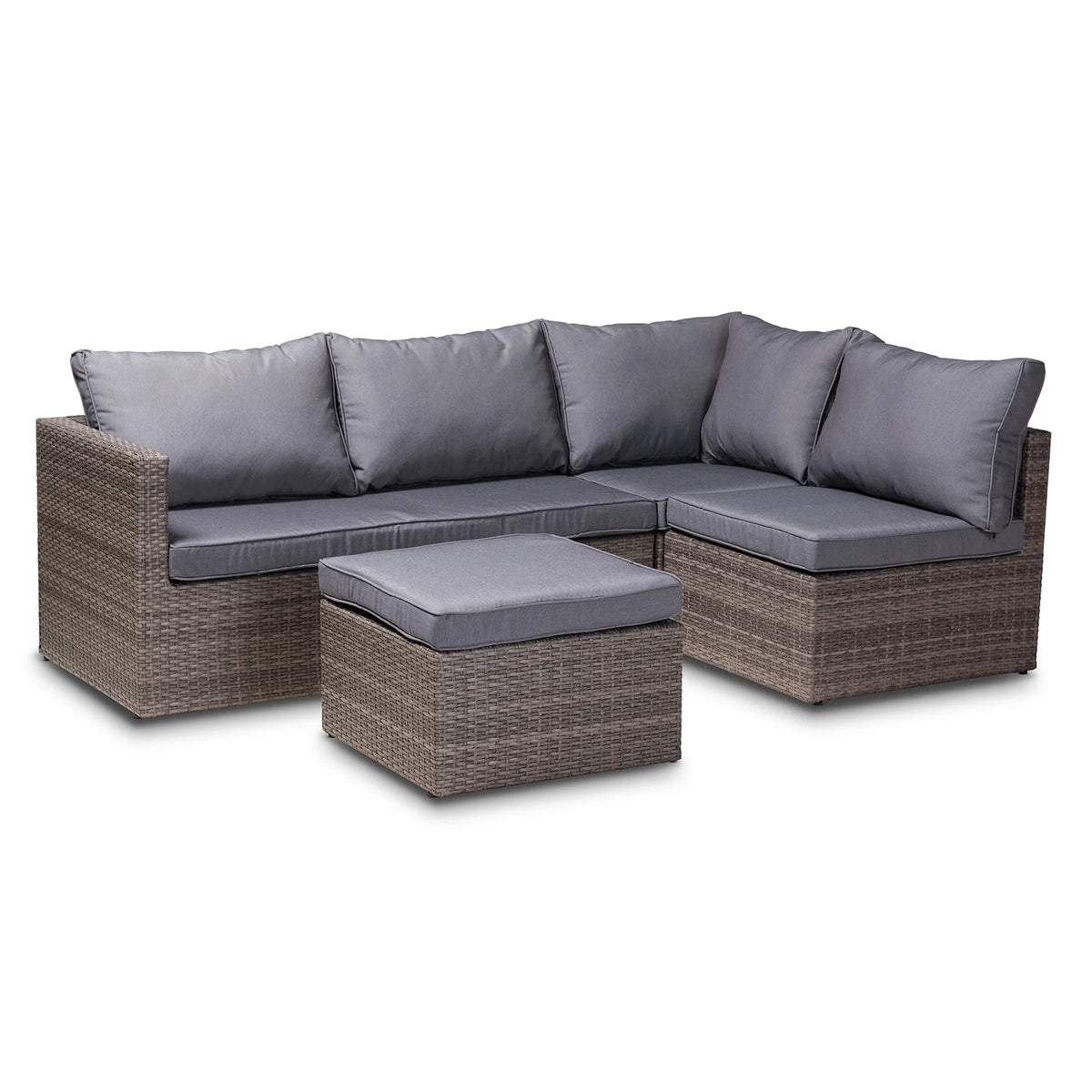 Grey Polyester 4-Piece Woven Rattan Patio Set B209356