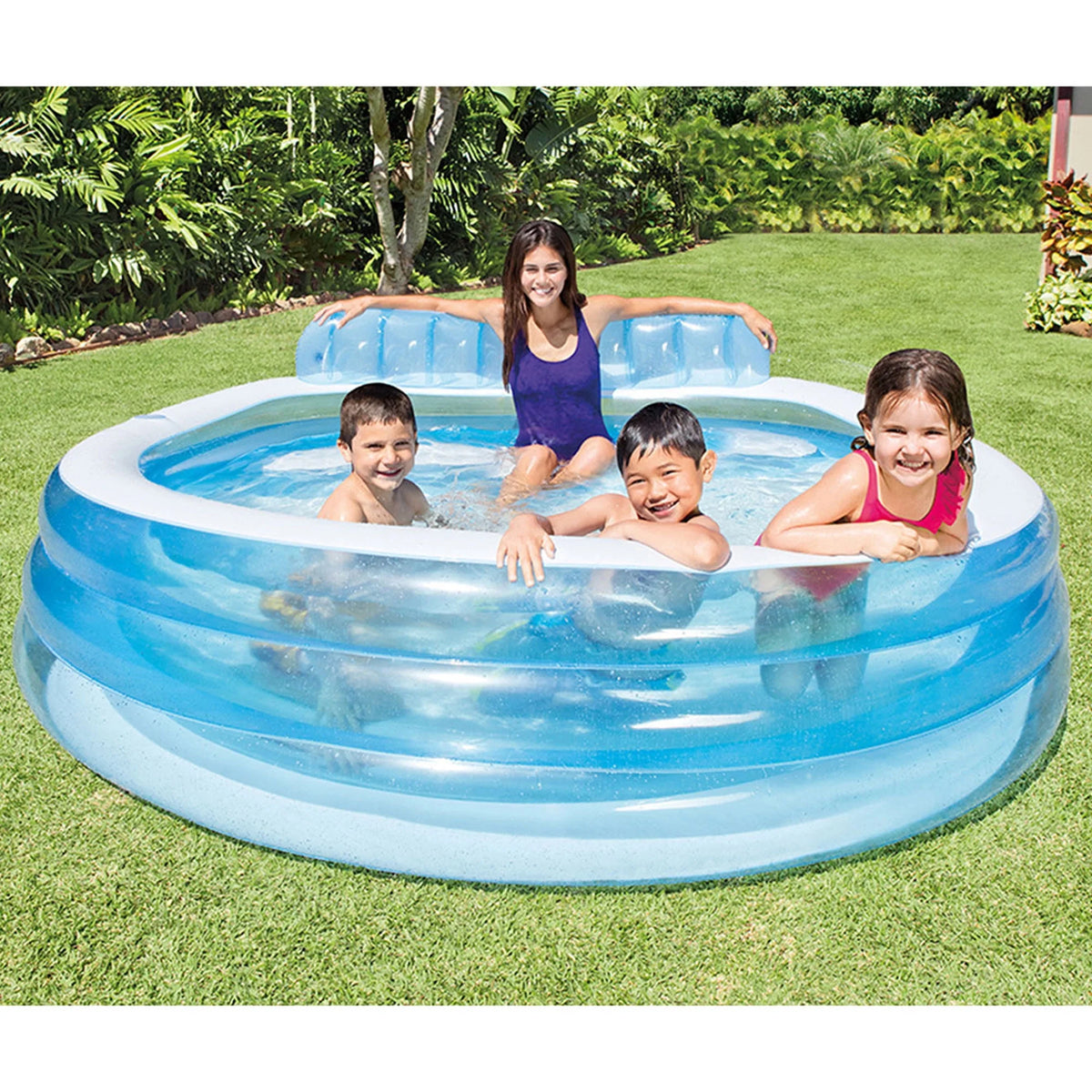 Round Inflatable Above Ground Pool with Seat and Backrest I918230