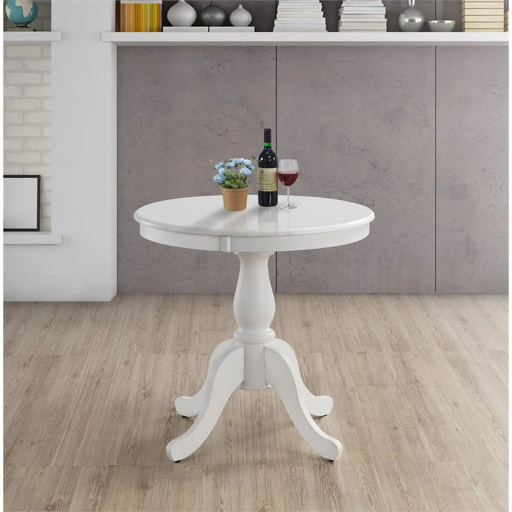 White 30" Round Pedestal Dining Table Y717657