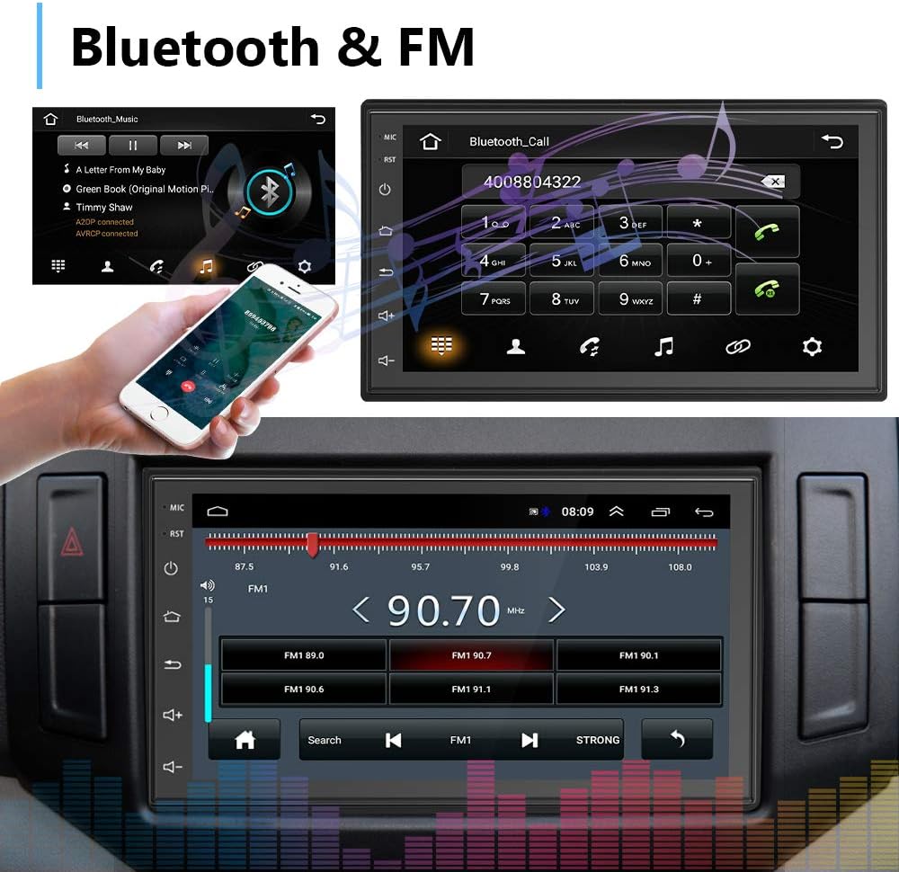 Android Double Din Car Stereo with Touch Screen Bluetooth FM Receiver Backup Camera Dual USB O6661