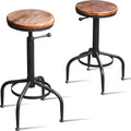 Set of 2 Adjustable Swivel Metal Barstools V589