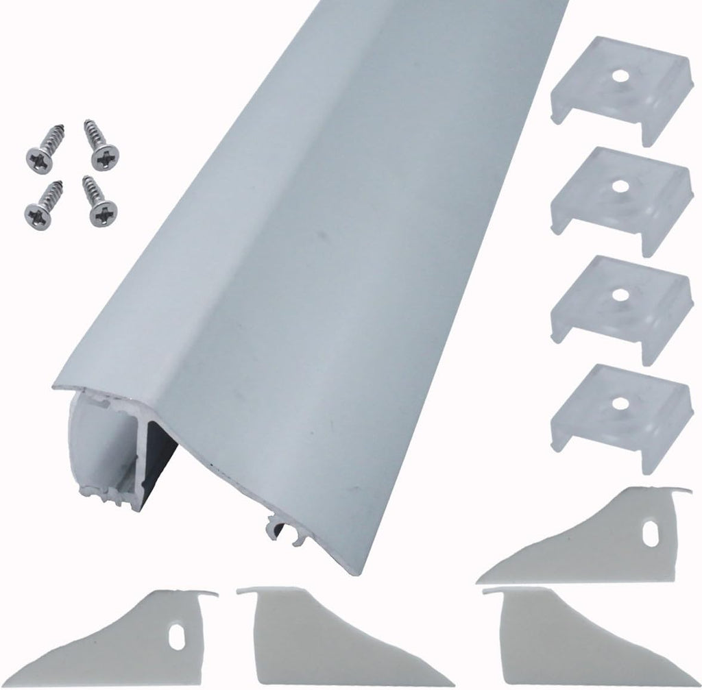 4 Pack 1M/3.3ft Aluminum LED Channels with Diffused Covers, Mounting Clips, End Caps for LED Strip Wall Mounting P202
