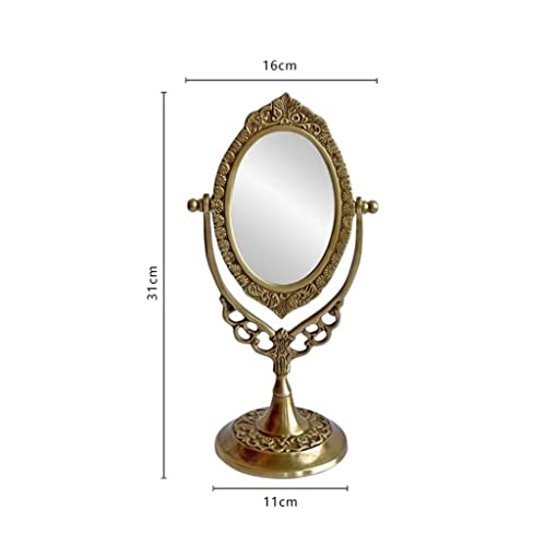 European Style Retro Brass Handle Desktop Dressing Mirror B6840