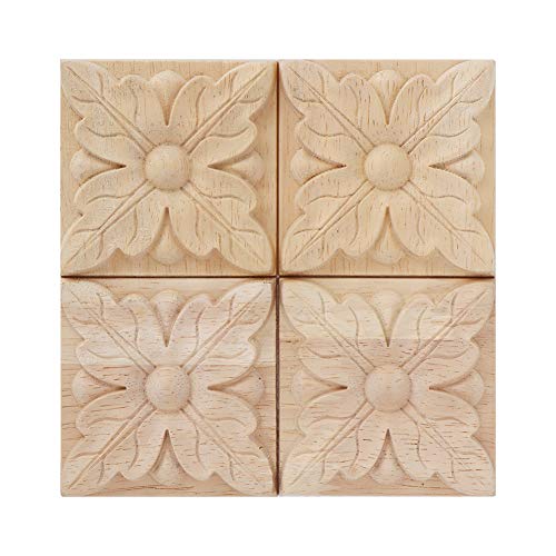 4pcs Square Wood Appliques R71006