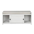White Wood Storage Bench with 2 Cabinets Q98236