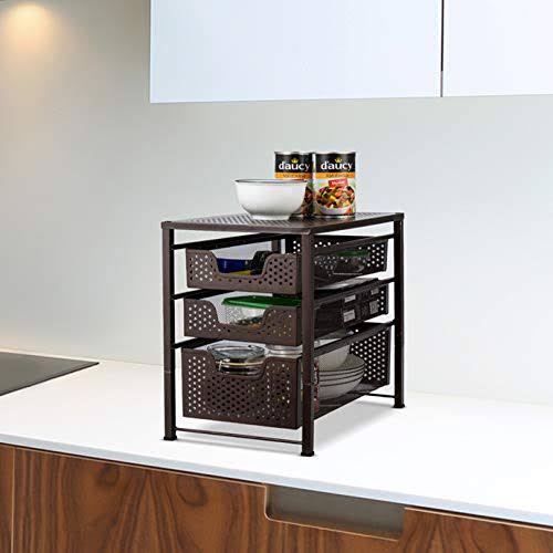 Bronze 3 Tier Sliding Cabinet Organizer P803