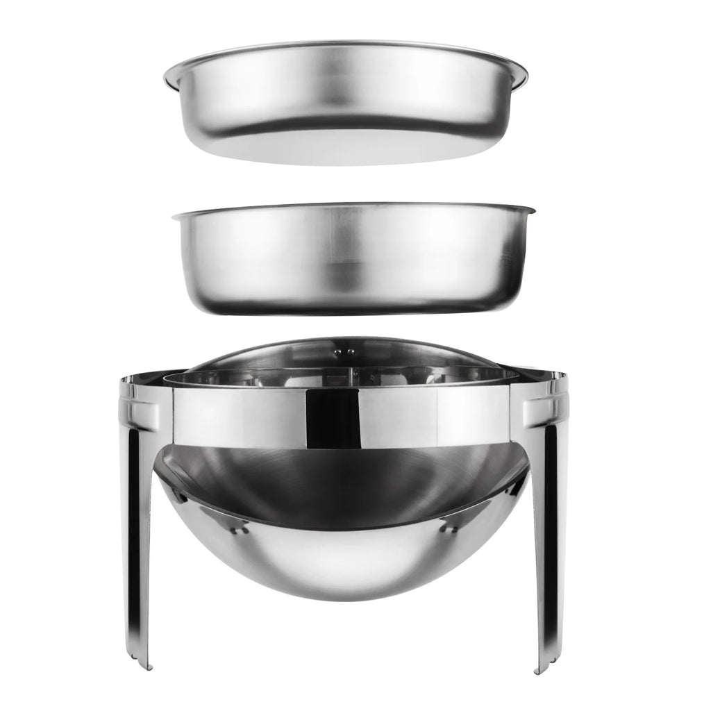 2 Packs Stainless Steel 6Qt Round Chafing Dish Buffet Warmer Set with Pans and Fuel Holders C2264