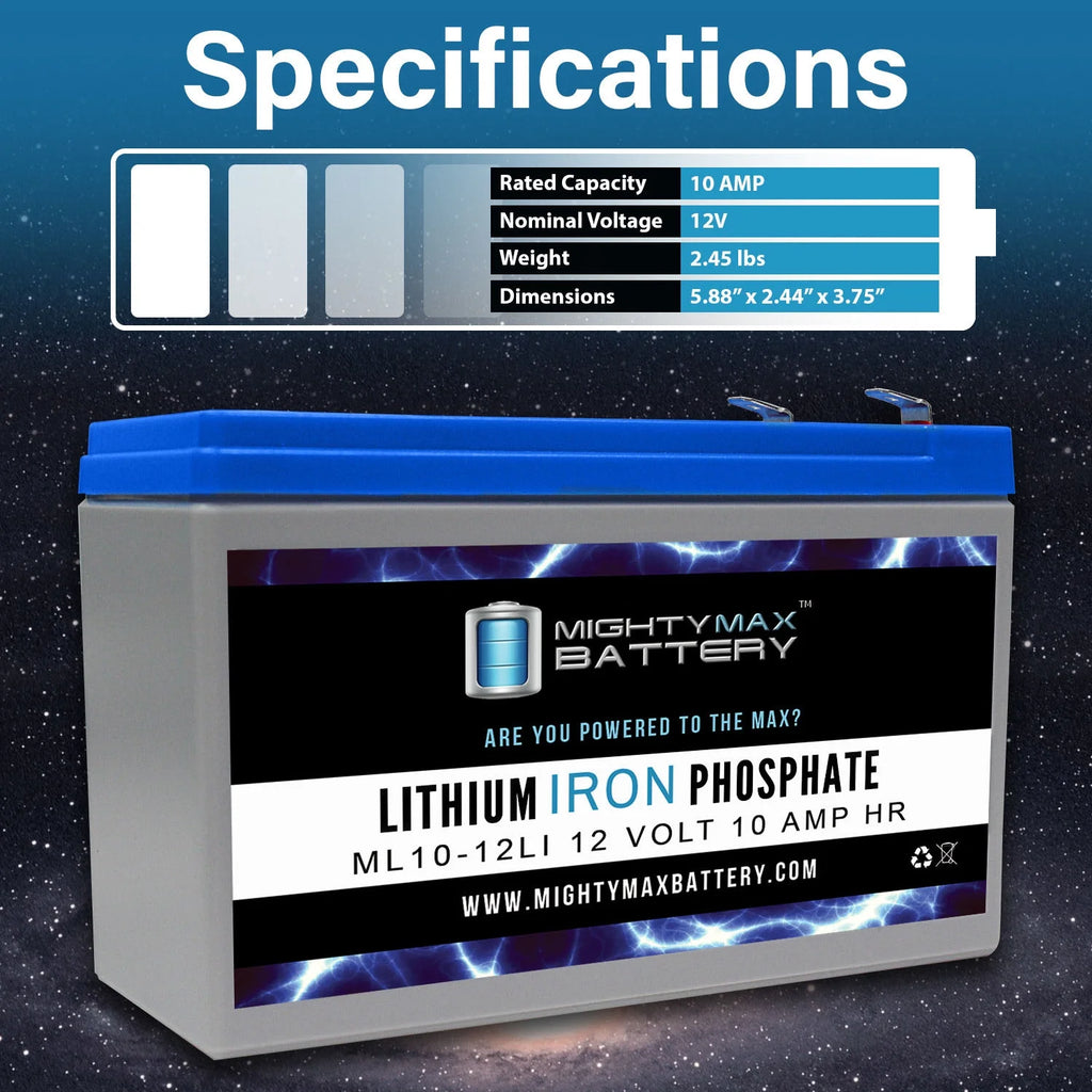 12V 10AH Lithium Replacement Battery 3 Pack P7714