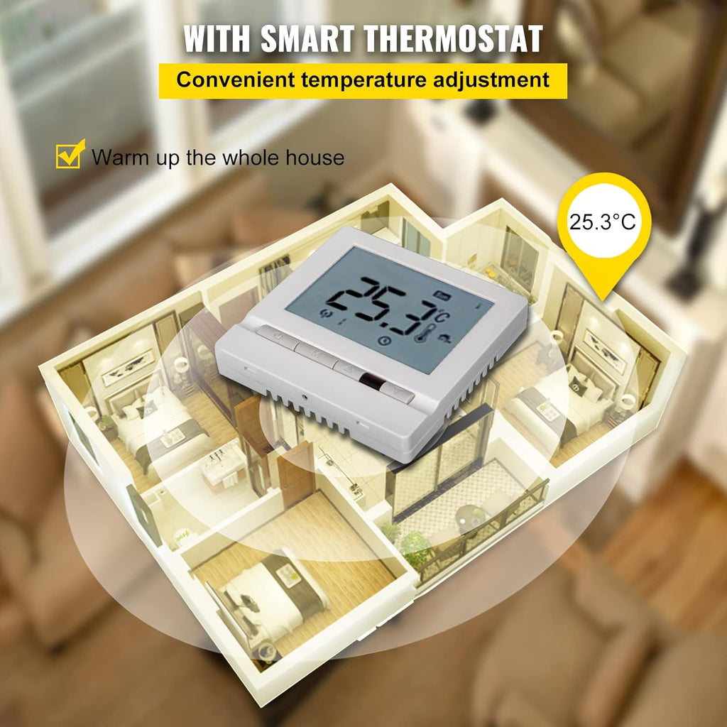 Floor Heating Cable 145.3 Square Feet with Temperature Control Panel M292904