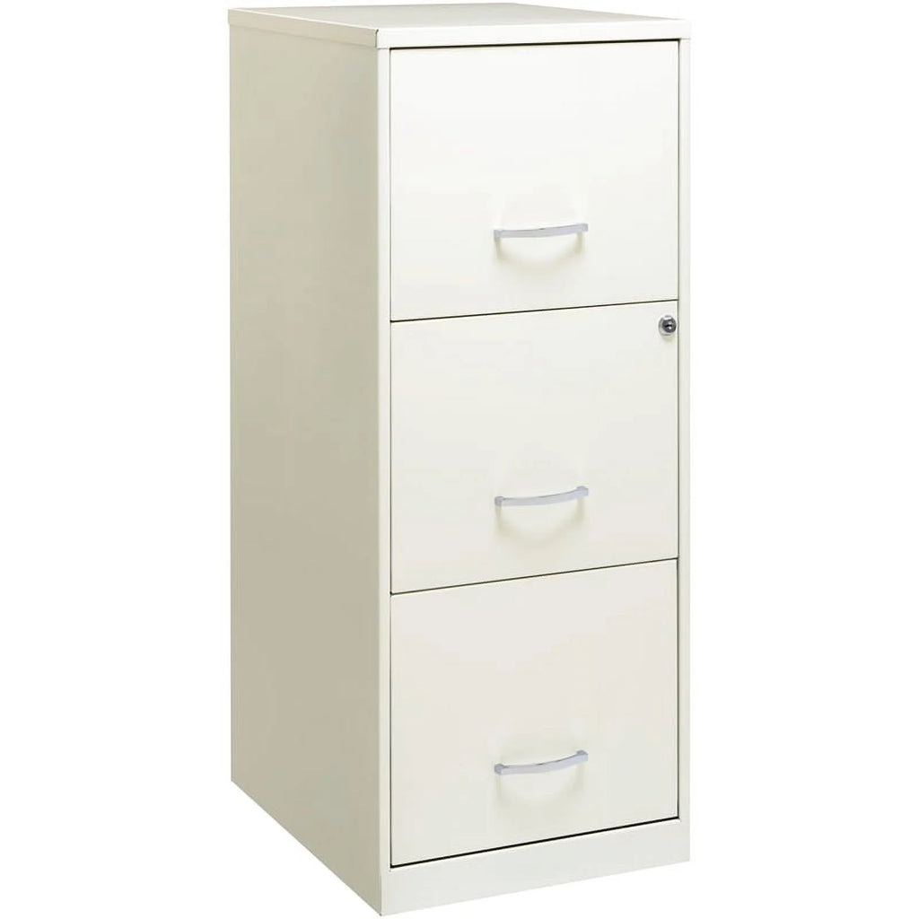 White 3 Drawer Metal File Cabinet with Lock Y4072