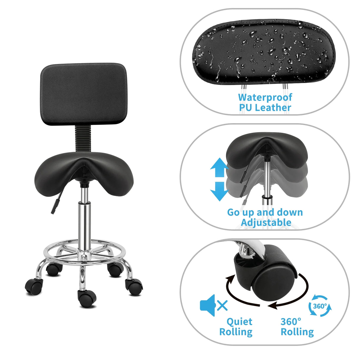 Adjustable Rolling Saddle Stool U618