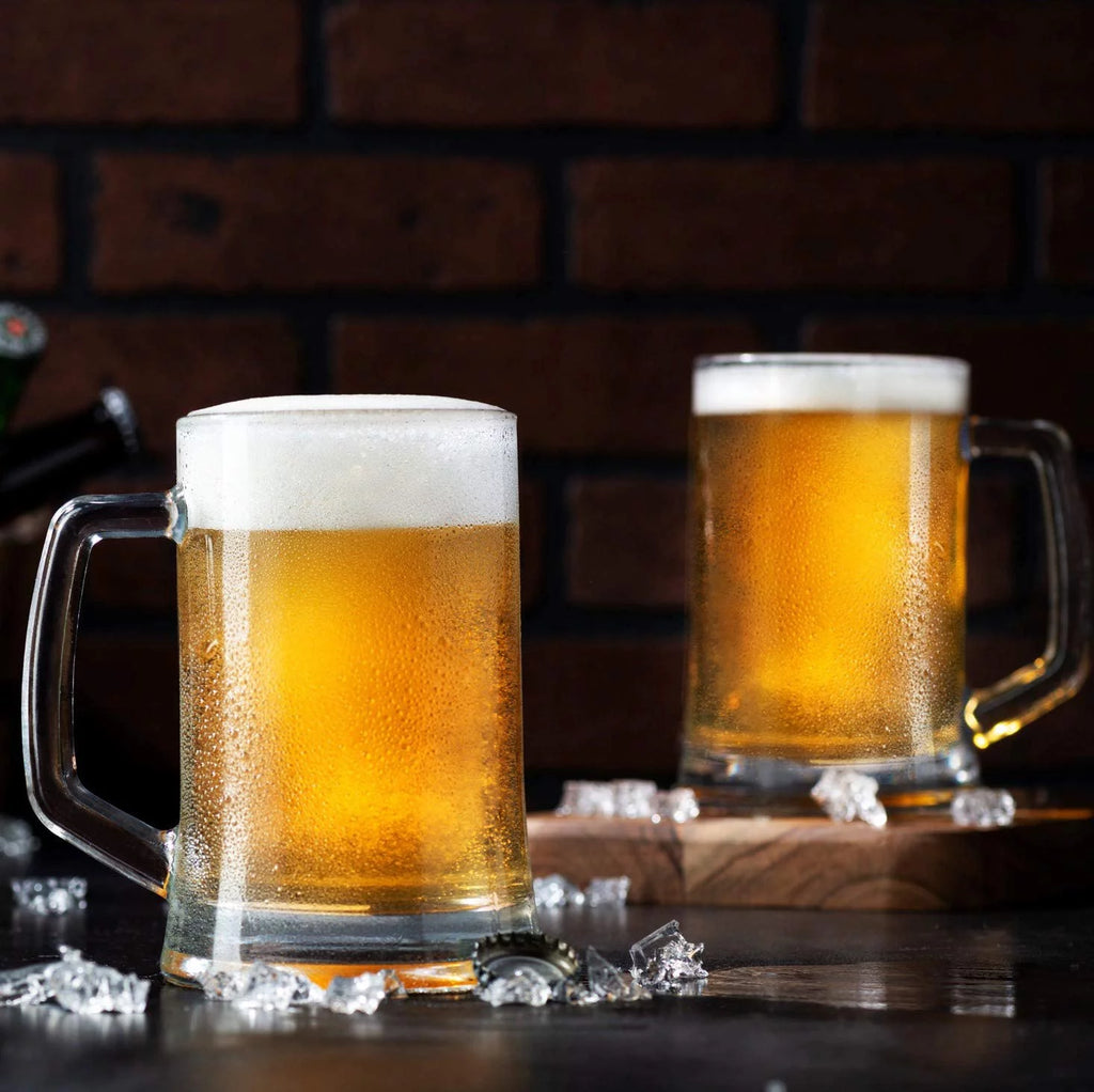 Clear 12 oz Glass Beer Mugs Set of 4 Y13776