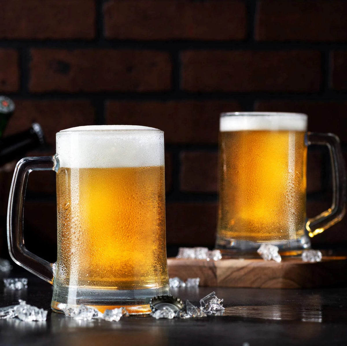 Clear 12 oz Glass Beer Mugs Set of 4 Y13776