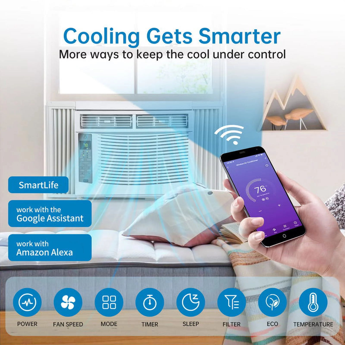 8,000 BTU Smart WiFi Window-Mounted Air Conditioner U633809