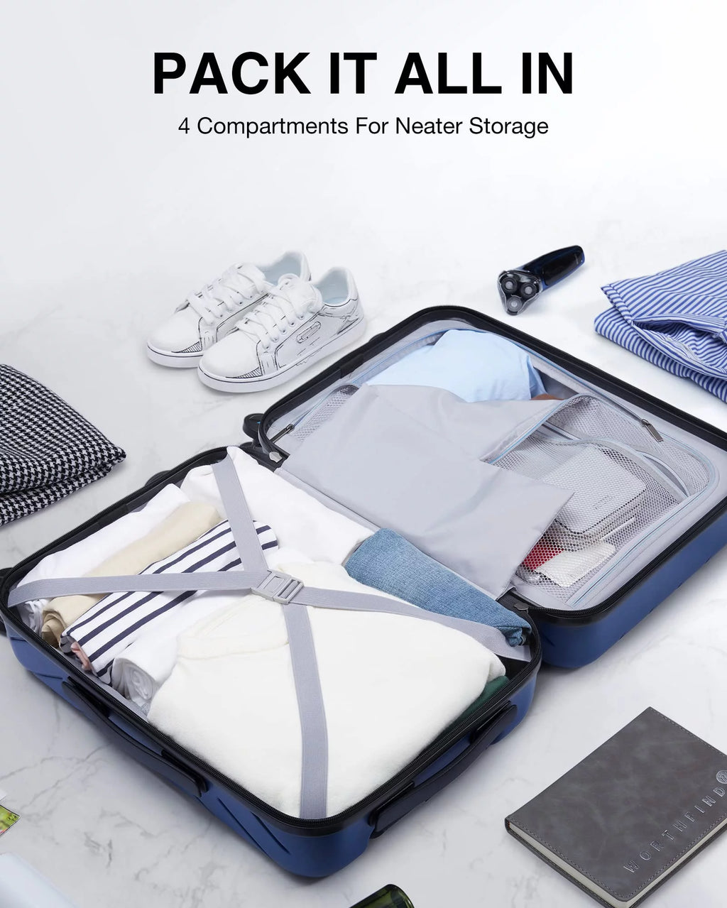Hardside Carry On Luggage, Lightweight PC Suitcase with Spinner Wheels & TSA Lock X19623