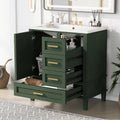 30" Green Solid Wood Bathroom Vanity with Top Basin and 3 Drawers E919172