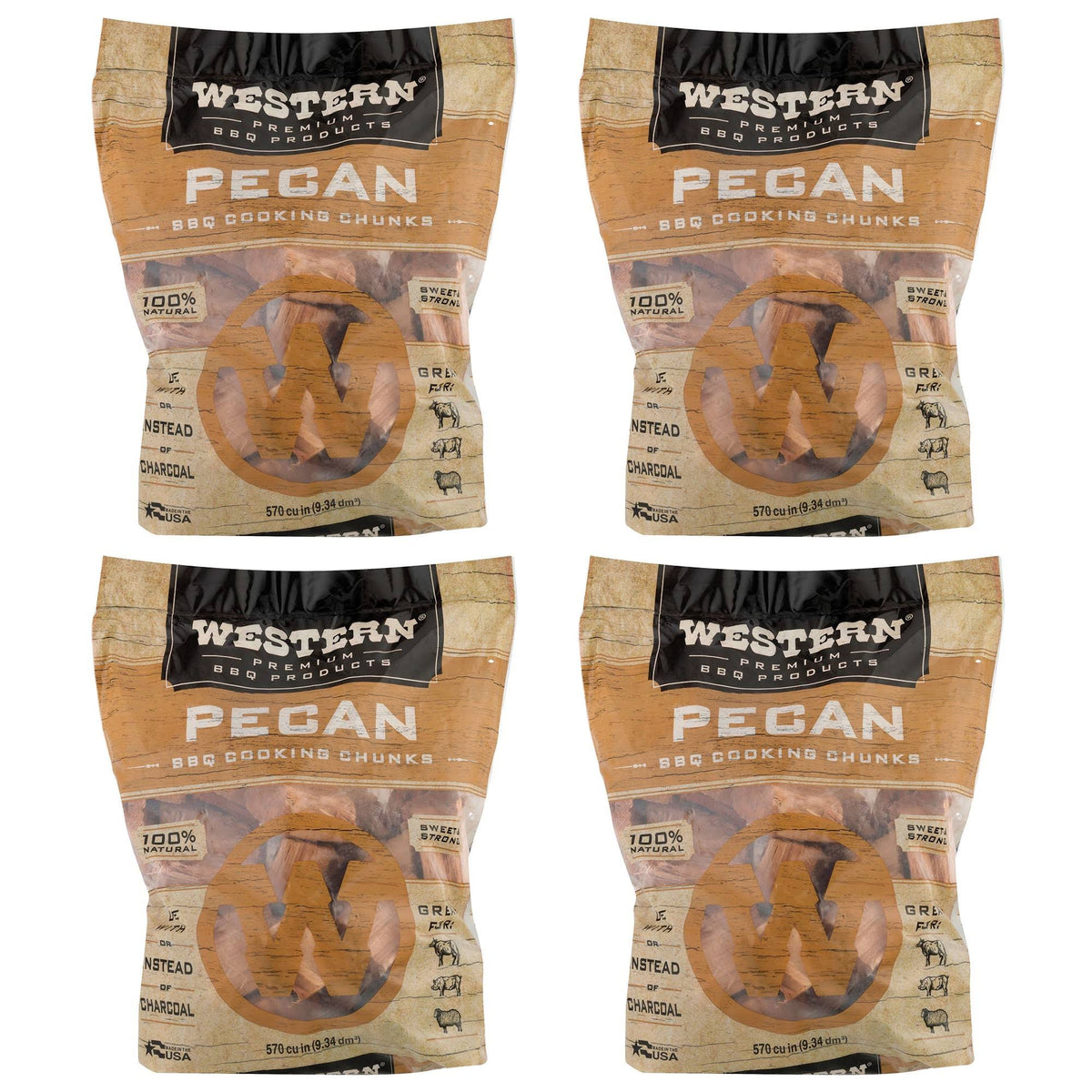 Pecan Barbecue Cooking Chunks, 570 Cubic Inches (4 Pack) L12422