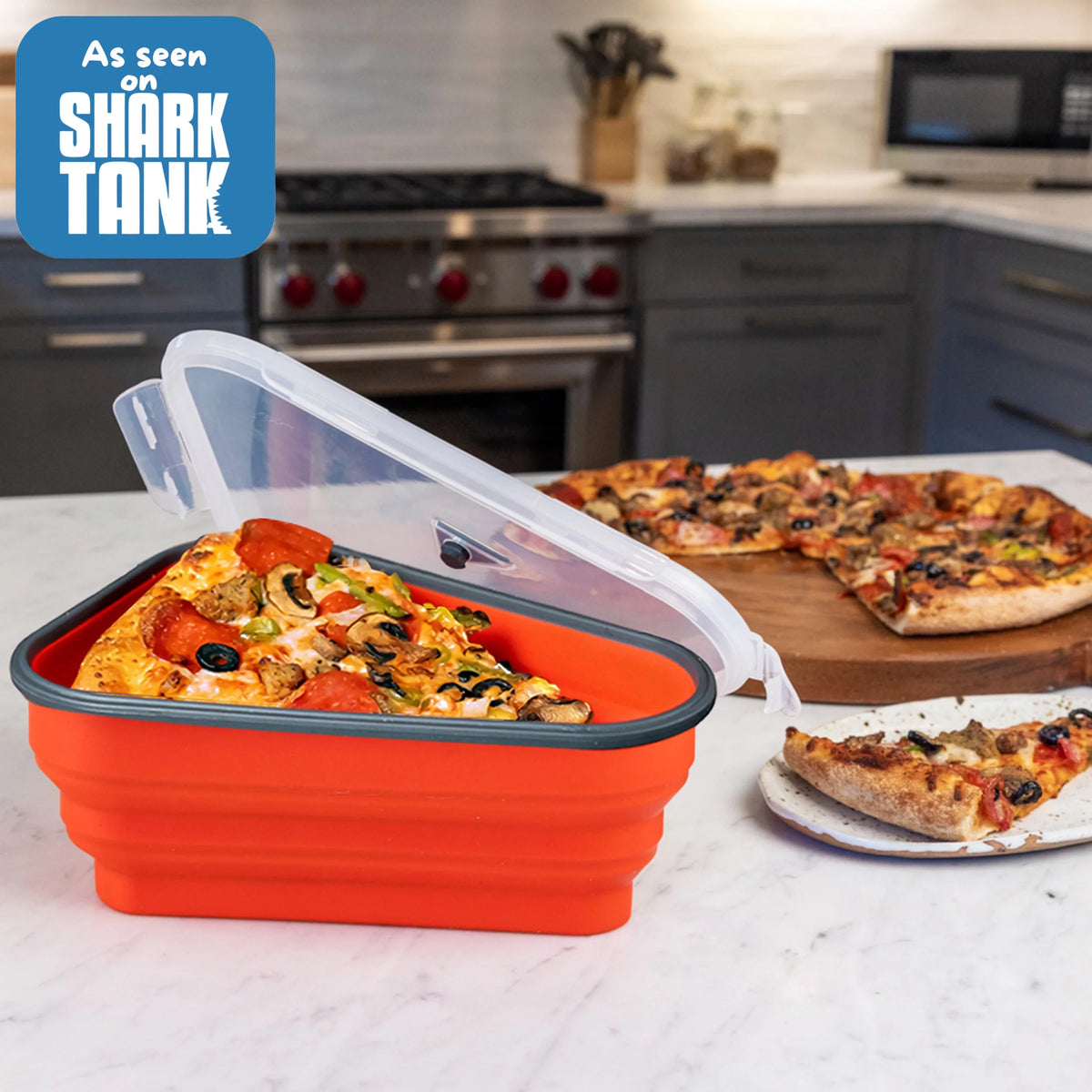 Reusable Pizza Storage Container with 5 Microwavable Serving Trays, 2 Pack U30586